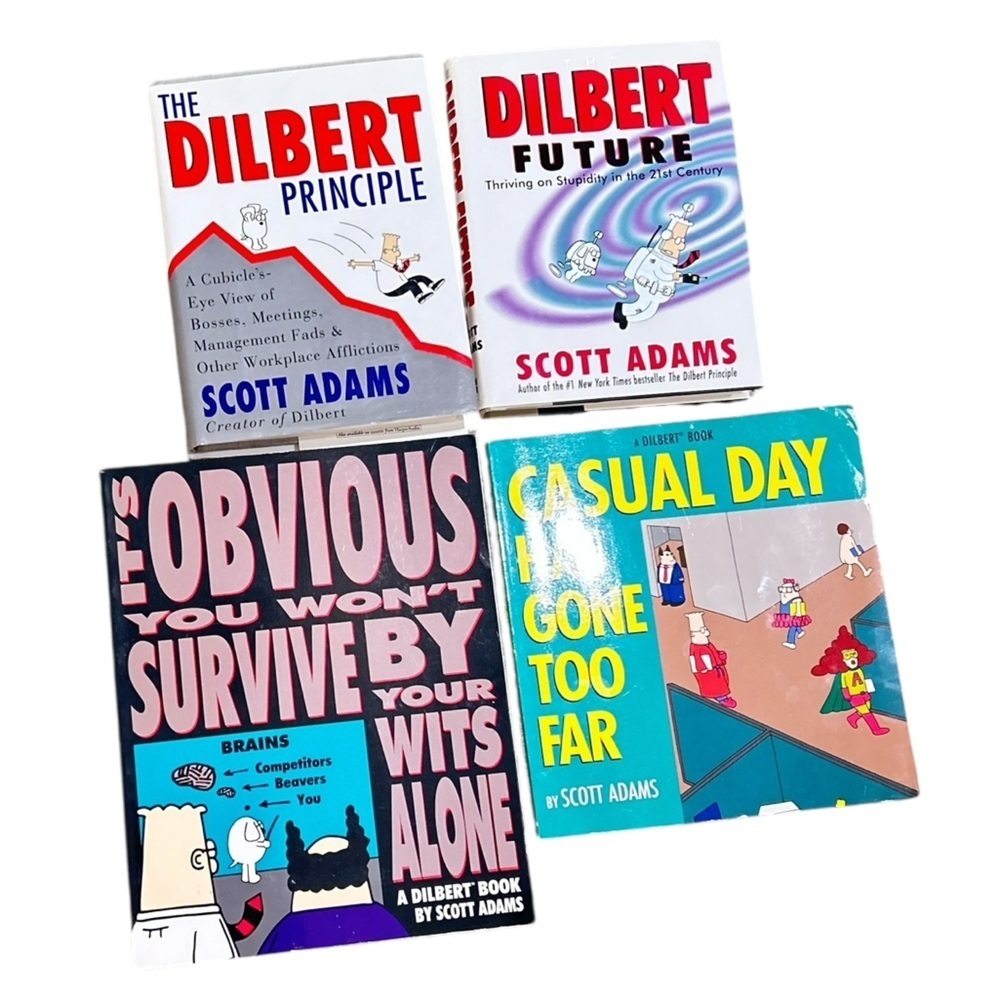 Vintage 90’s Set of 4 Dilbert hardcover first editions(2) & paperback(2) books